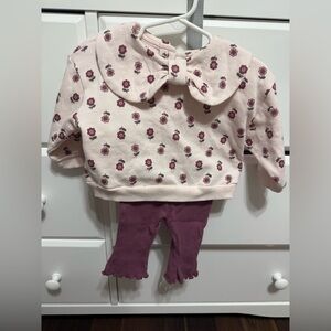 Chick Pea organic Pink Floral Top and Purple Pants Set